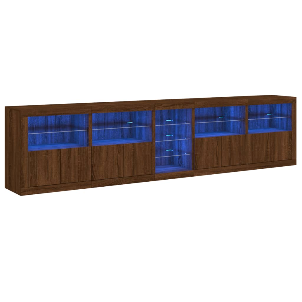 Credenza con Luci LED Rovere Marrone 283x37x67 cm - homemem39