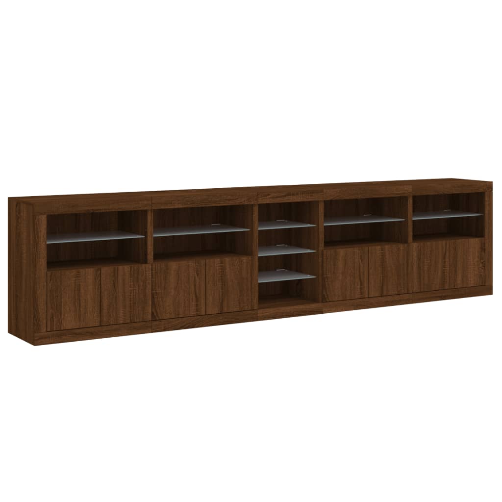 Credenza con Luci LED Rovere Marrone 283x37x67 cm - homemem39