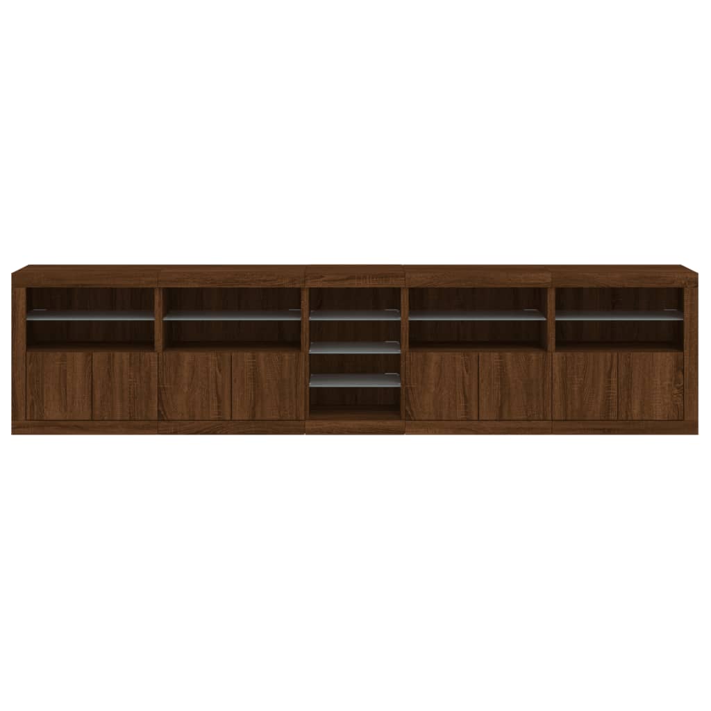 Credenza con Luci LED Rovere Marrone 283x37x67 cm - homemem39