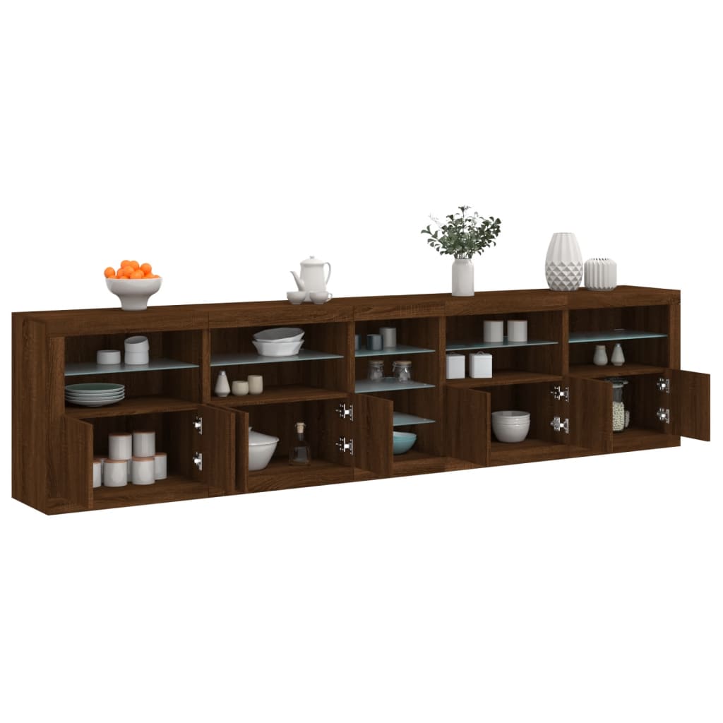 Credenza con Luci LED Rovere Marrone 283x37x67 cm - homemem39