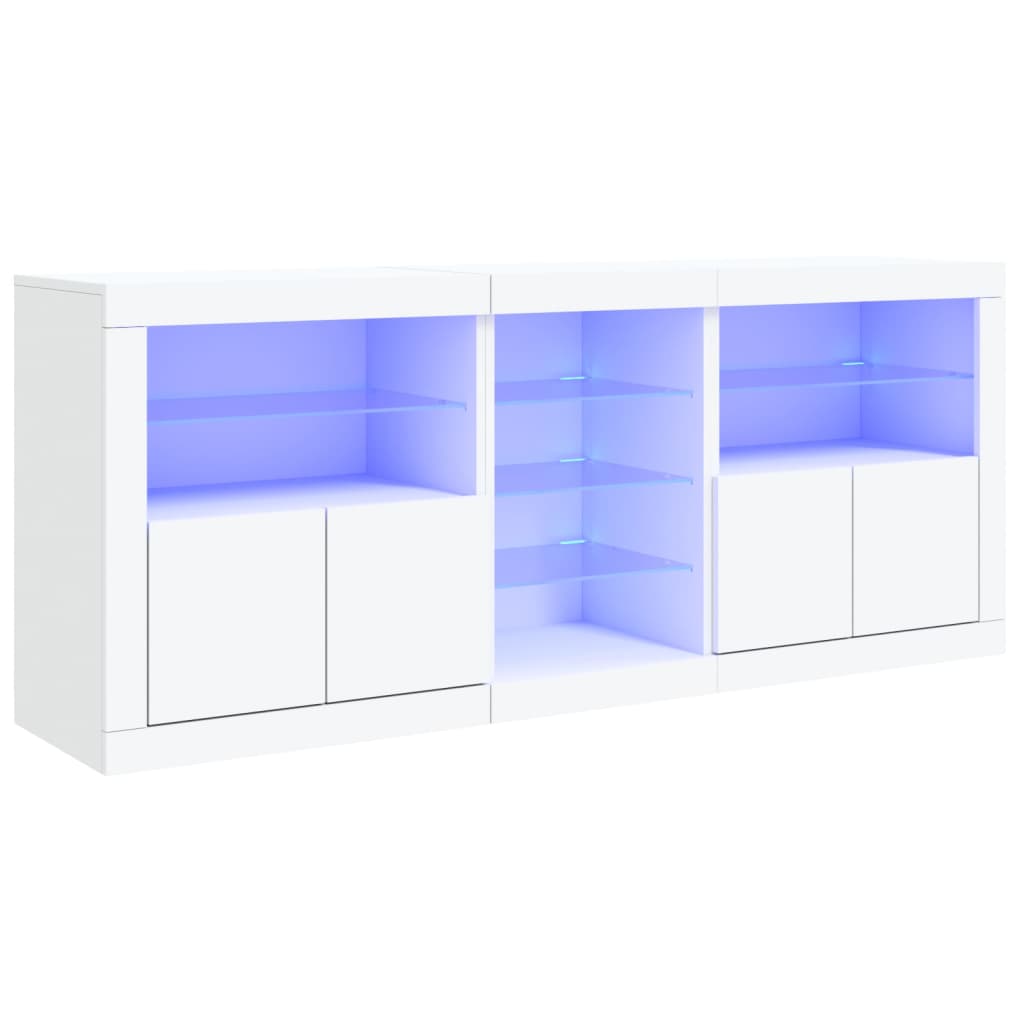 Credenza con Luci LED Bianca 162x37x67 cm - homemem39