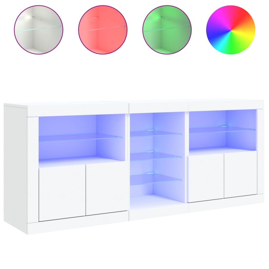 Credenza con Luci LED Bianca 162x37x67 cm - homemem39