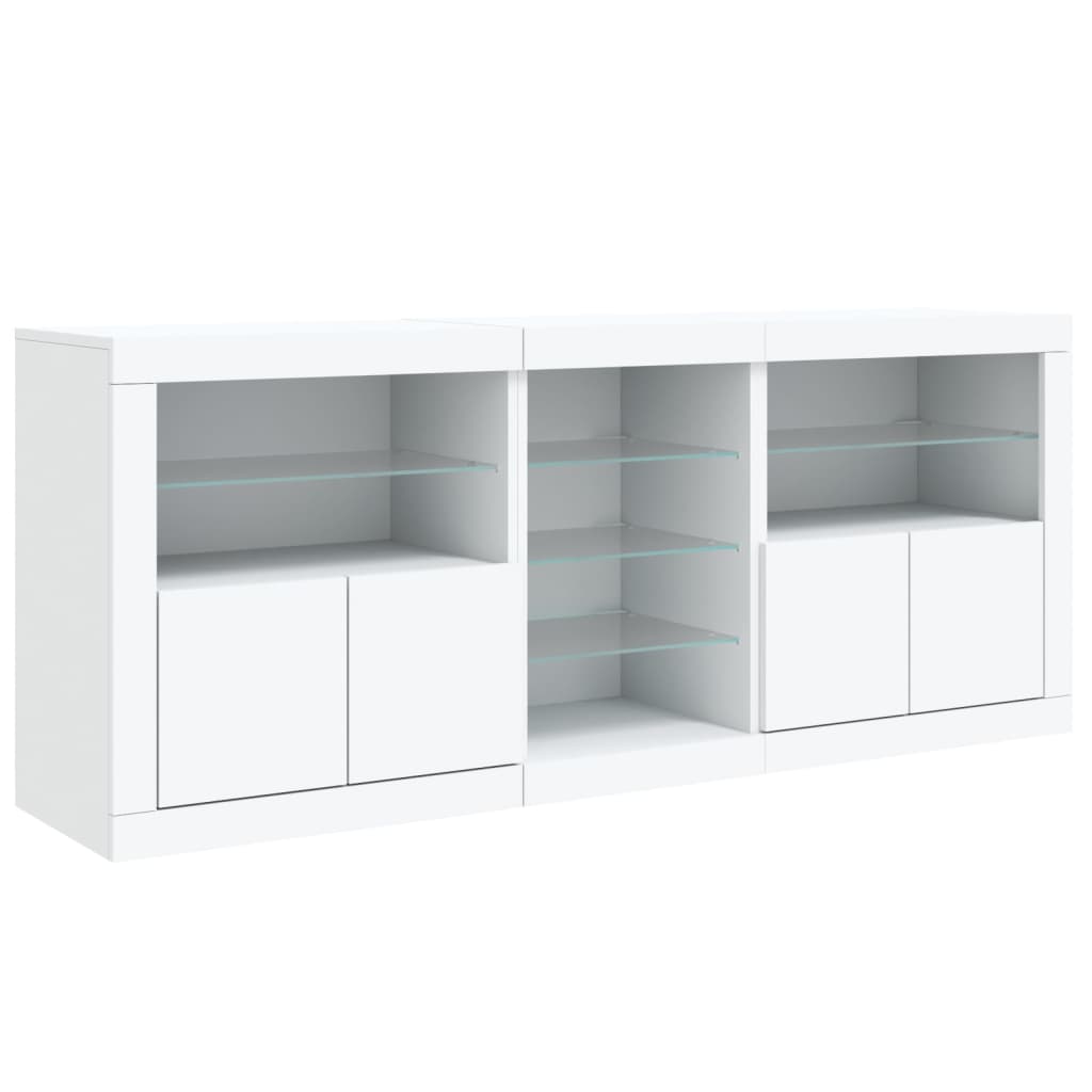 Credenza con Luci LED Bianca 162x37x67 cm - homemem39