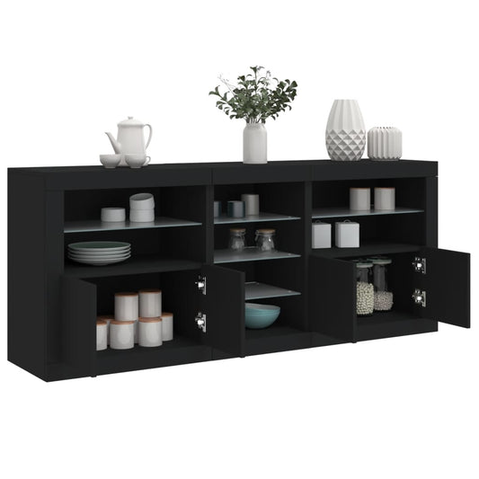 Credenza con Luci LED Nera 162x37x67 cm - homemem39
