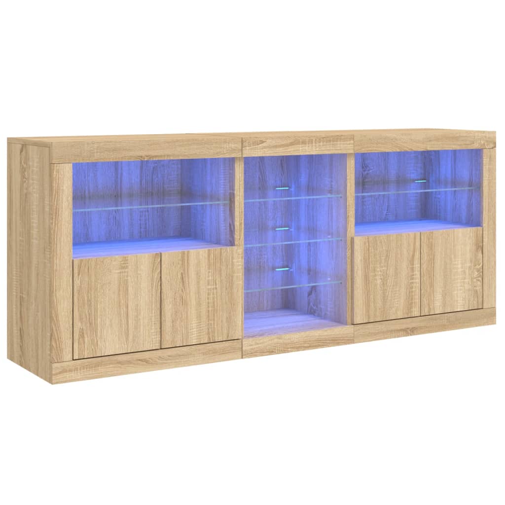 Credenza con Luci LED Rovere Sonoma 162x37x67 cm - homemem39