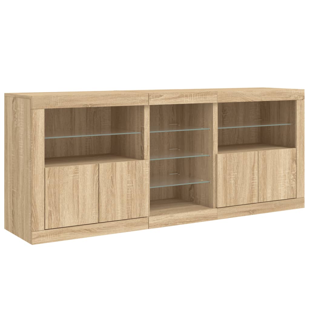 Credenza con Luci LED Rovere Sonoma 162x37x67 cm - homemem39
