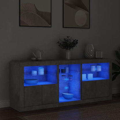 Credenza con Luci LED Grigio Cemento 162x37x67 cm - homemem39