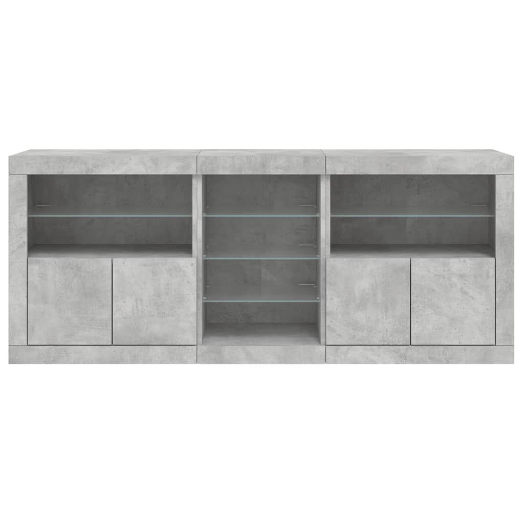 Credenza con Luci LED Grigio Cemento 162x37x67 cm - homemem39