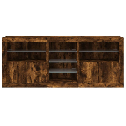 Credenza con Luci LED Rovere Fumo 162x37x67 cm - homemem39