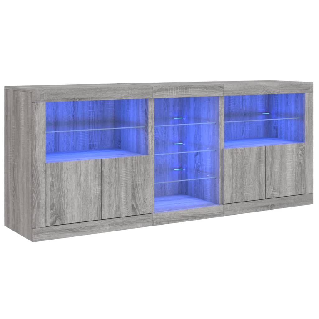 Credenza con Luci LED Grigio Sonoma 162x37x67 cm