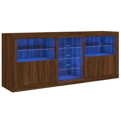 Credenza con Luci LED Rovere Marrone 162x37x67 cm - homemem39