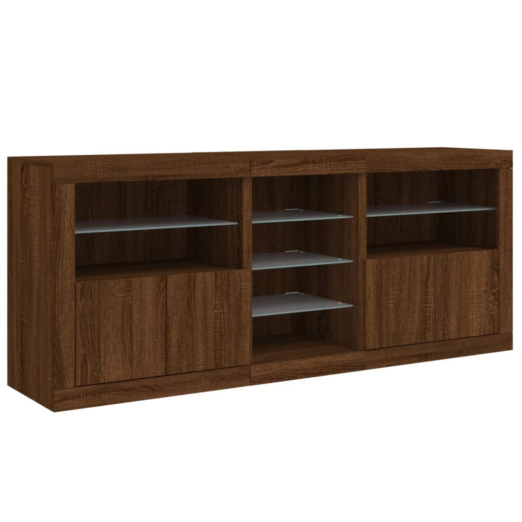 Credenza con Luci LED Rovere Marrone 162x37x67 cm - homemem39