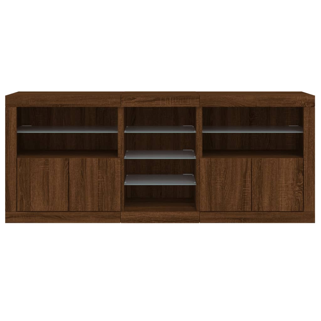 Credenza con Luci LED Rovere Marrone 162x37x67 cm