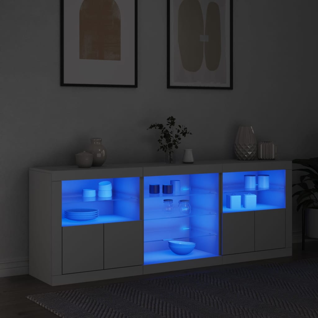 Credenza con Luci LED Bianca 181,5x37x67 cm - homemem39