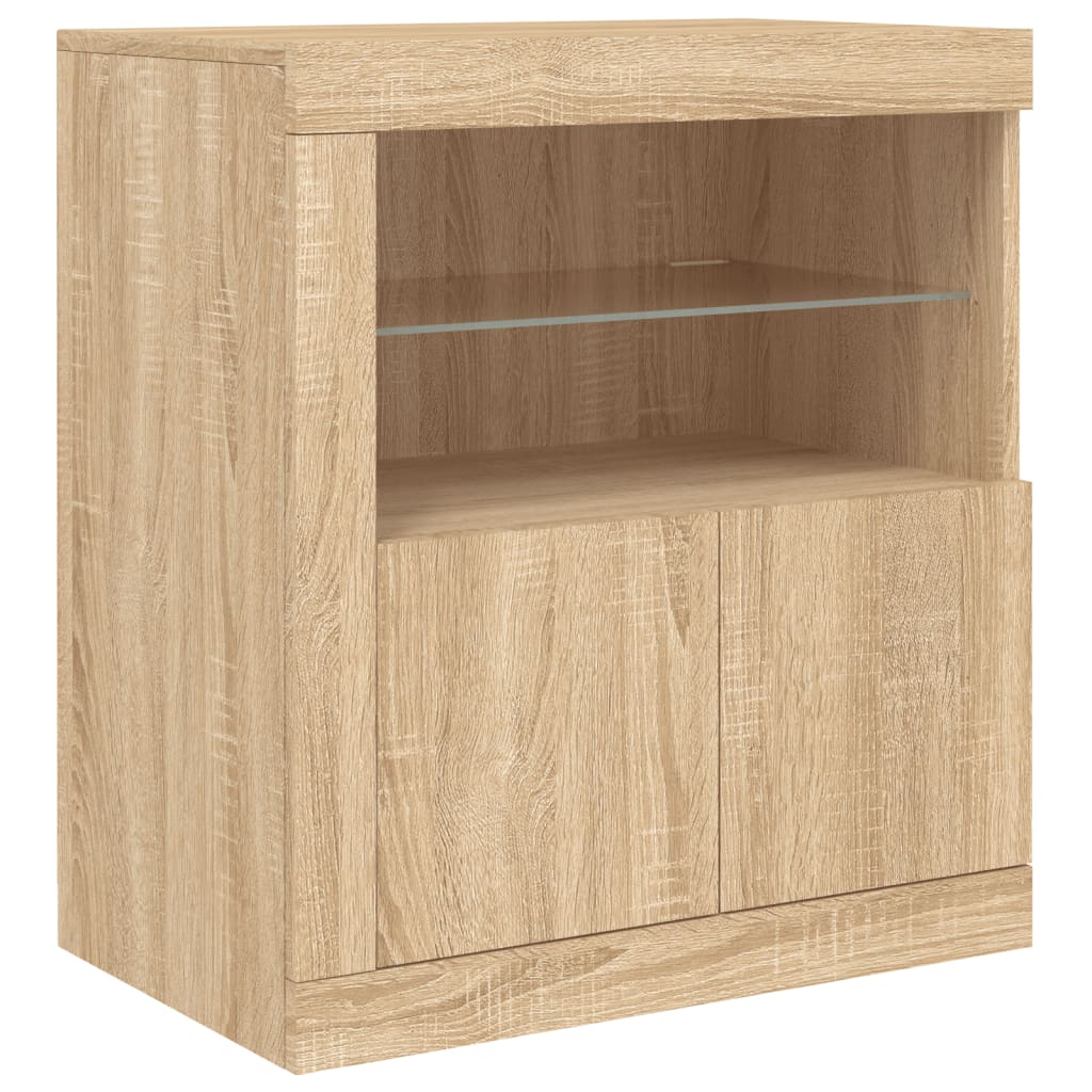 Credenza con Luci LED Rovere Sonoma 181,5x37x67 cm - homemem39