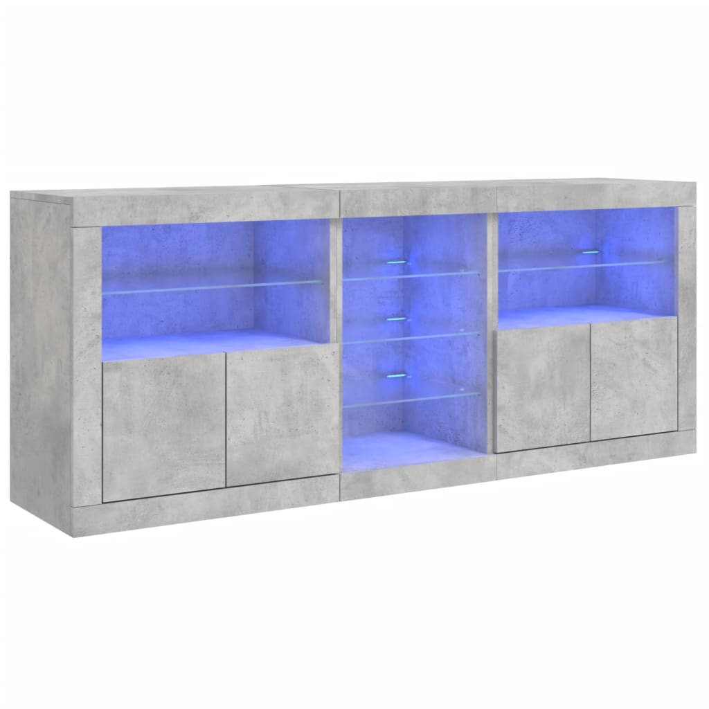 Credenza con Luci LED Grigio Cemento 181,5x37x67 cm - homemem39