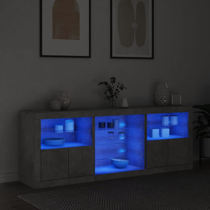 Credenza con Luci LED Grigio Cemento 181,5x37x67 cm - homemem39
