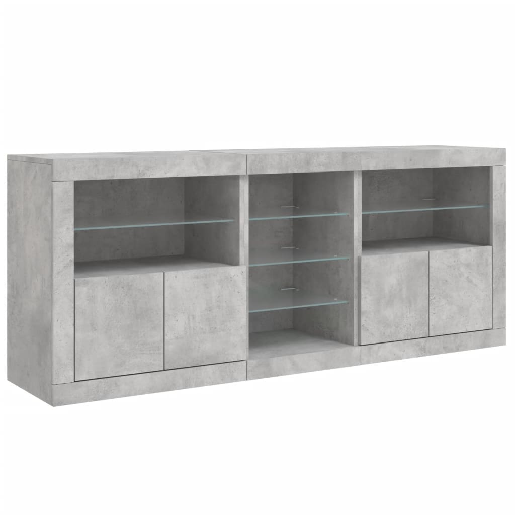 Credenza con Luci LED Grigio Cemento 181,5x37x67 cm - homemem39
