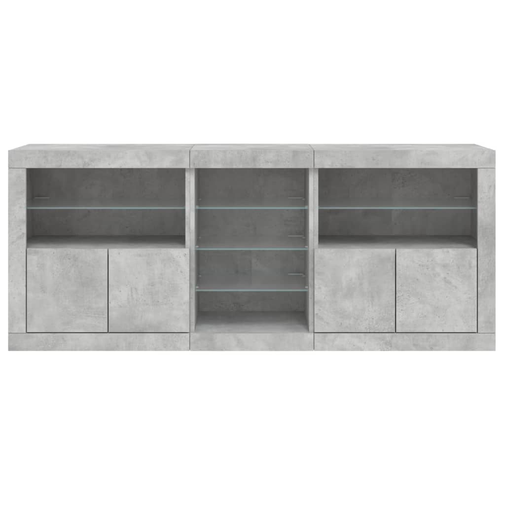 Credenza con Luci LED Grigio Cemento 181,5x37x67 cm - homemem39