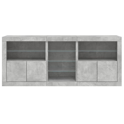 Credenza con Luci LED Grigio Cemento 181,5x37x67 cm - homemem39