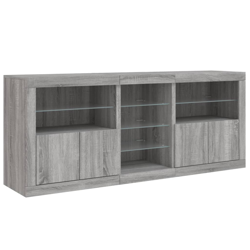 Credenza con Luci LED Grigio Sonoma 181,5x37x67 cm