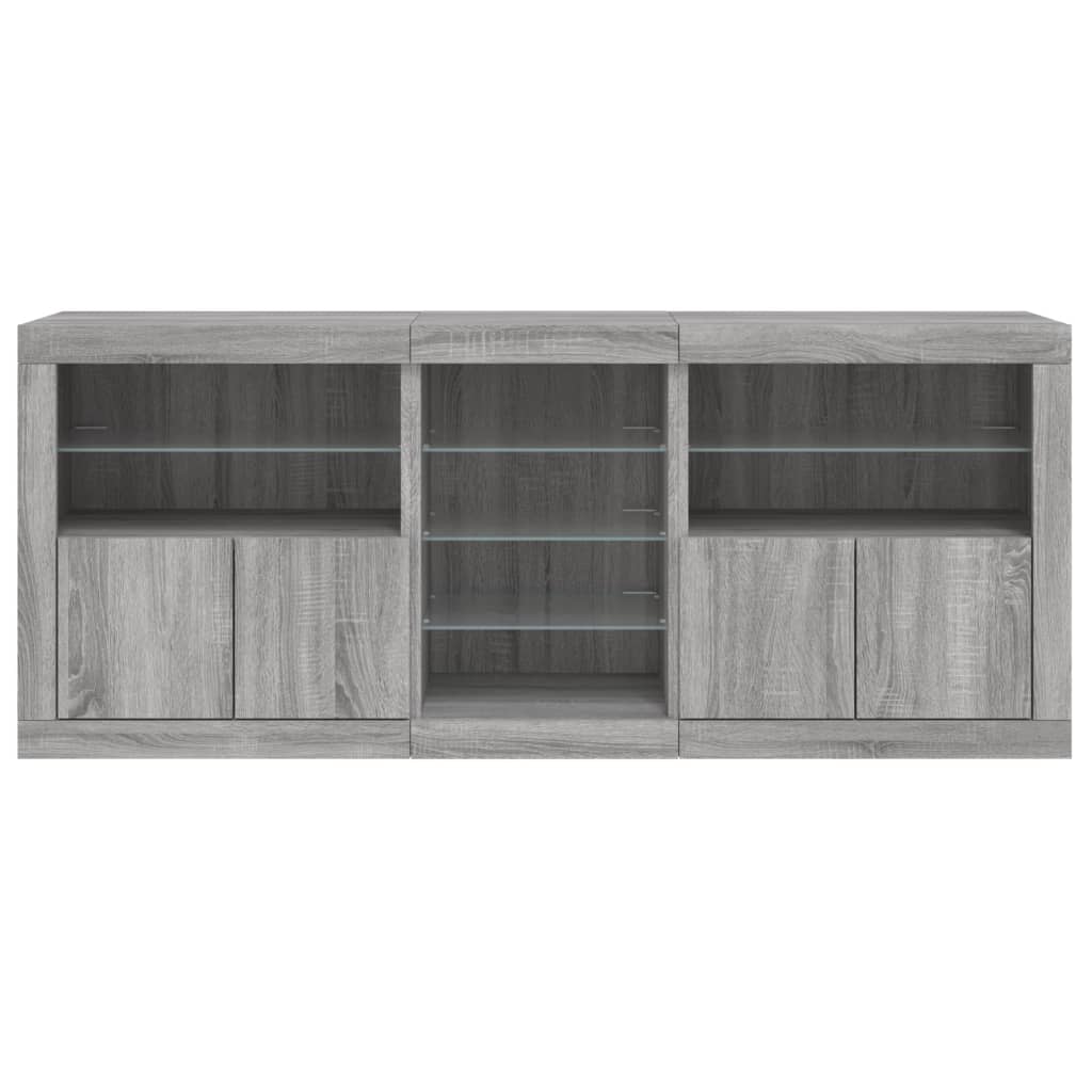 Credenza con Luci LED Grigio Sonoma 181,5x37x67 cm - homemem39