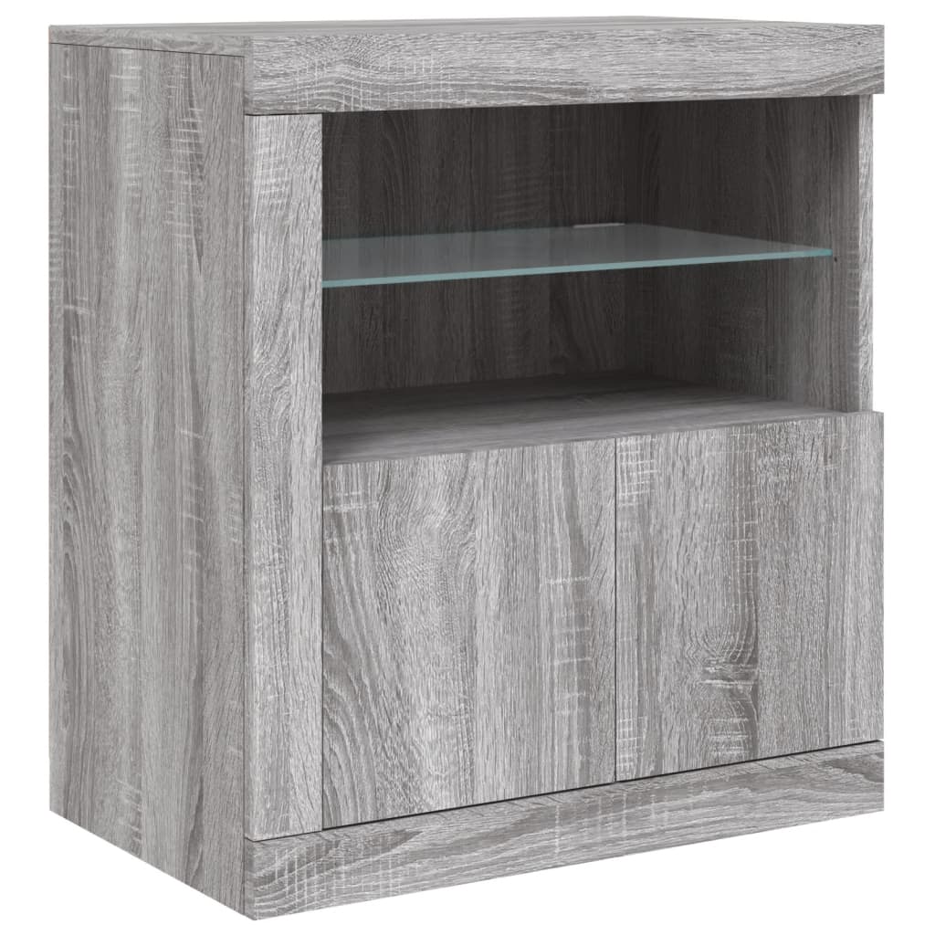 Credenza con Luci LED Grigio Sonoma 181,5x37x67 cm