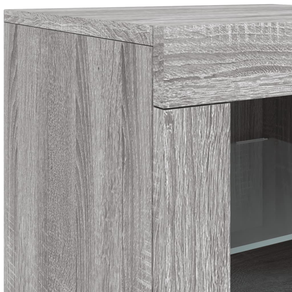 Credenza con Luci LED Grigio Sonoma 181,5x37x67 cm