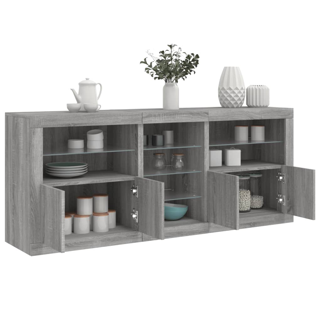 Credenza con Luci LED Grigio Sonoma 181,5x37x67 cm - homemem39