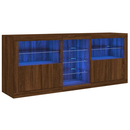 Credenza con Luci LED Rovere Marrone 181,5x37x67 cm - homemem39