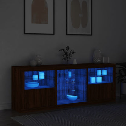 Credenza con Luci LED Rovere Marrone 181,5x37x67 cm - homemem39