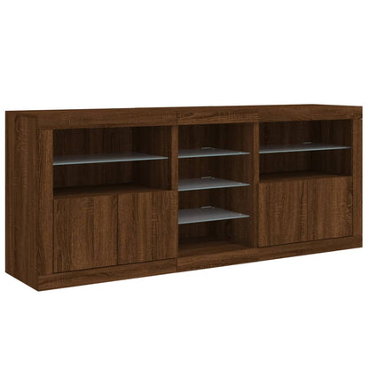 Credenza con Luci LED Rovere Marrone 181,5x37x67 cm