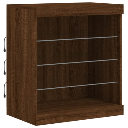 Credenza con Luci LED Rovere Marrone 181,5x37x67 cm - homemem39