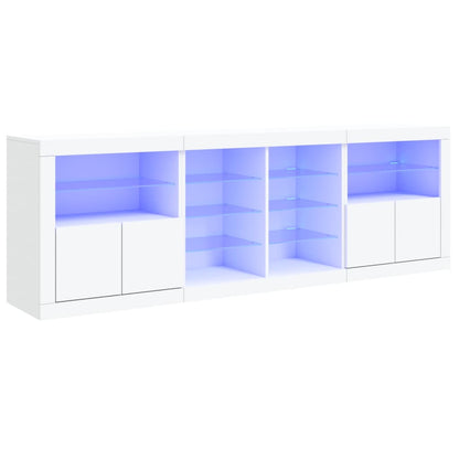 Credenza con Luci LED Bianca 202x37x67 cm - homemem39