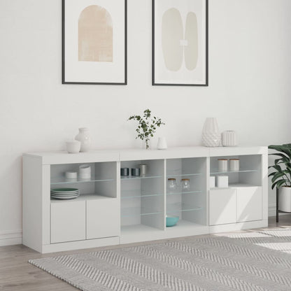 Credenza con Luci LED Bianca 202x37x67 cm - homemem39