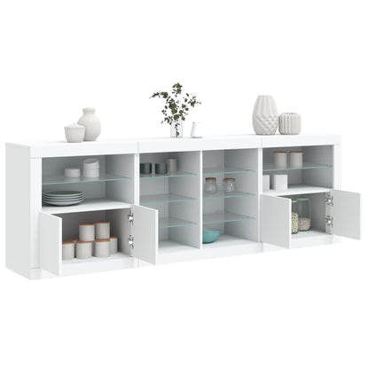 Credenza con Luci LED Bianca 202x37x67 cm - homemem39