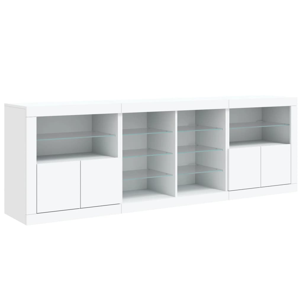 Credenza con Luci LED Bianca 202x37x67 cm - homemem39