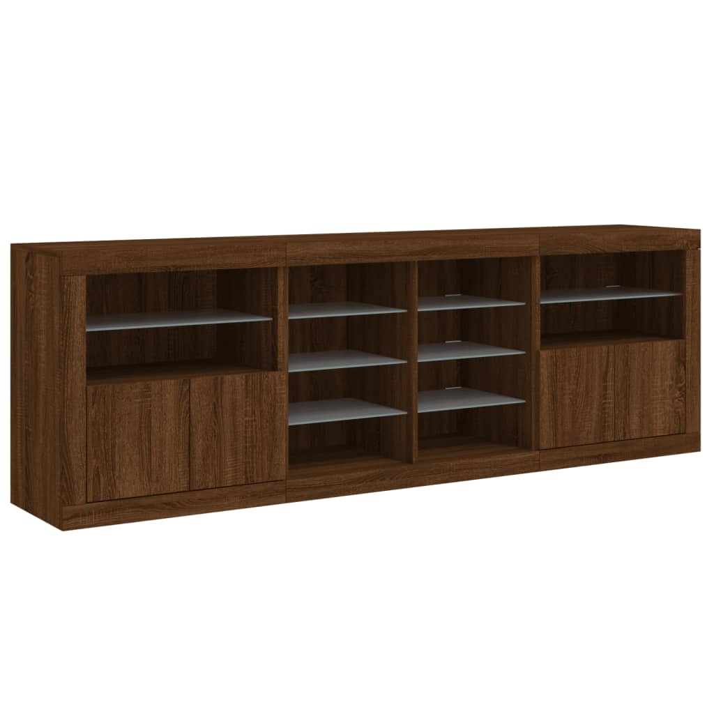 Credenza con Luci LED Rovere Marrone 202x37x67 cm - homemem39