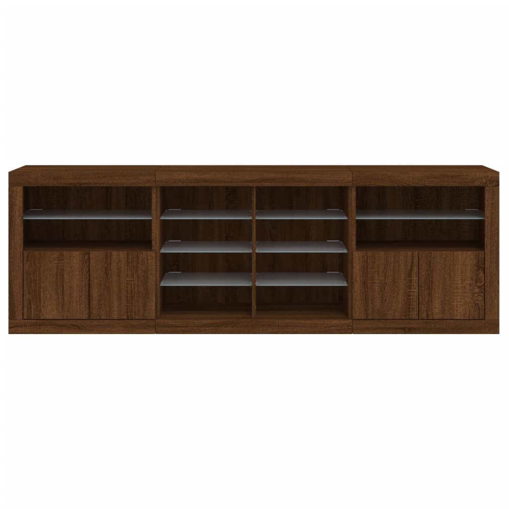 Credenza con Luci LED Rovere Marrone 202x37x67 cm - homemem39