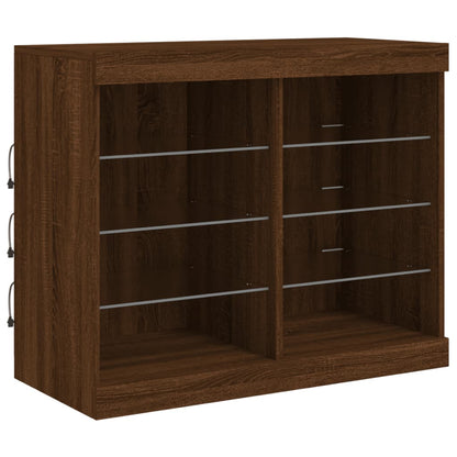 Credenza con Luci LED Rovere Marrone 202x37x67 cm - homemem39