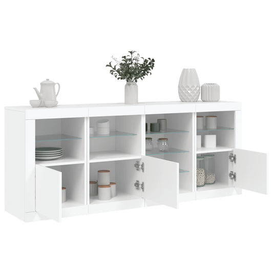 Credenza con Luci LED Bianca 164x37x67 cm - homemem39