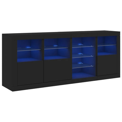 Credenza con Luci LED Nera 164x37x67 cm - homemem39