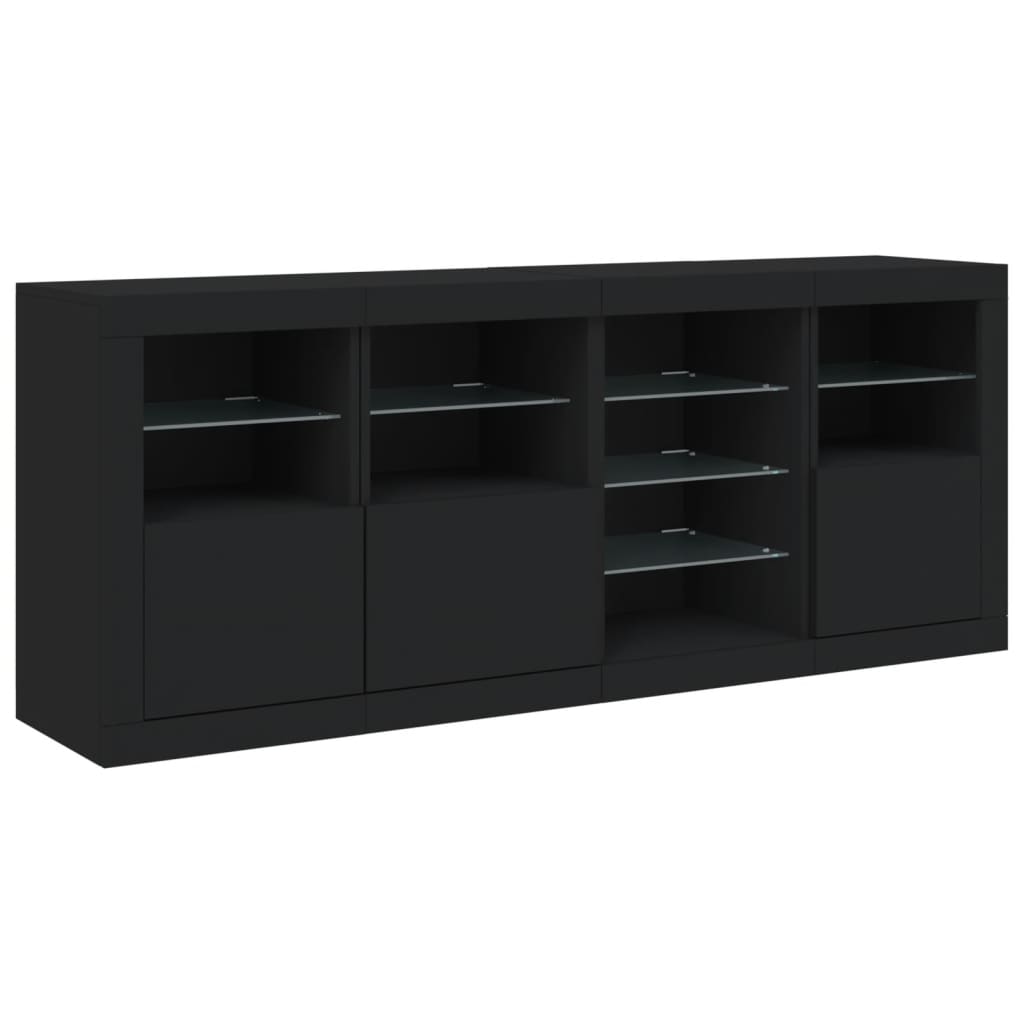 Credenza con Luci LED Nera 164x37x67 cm - homemem39