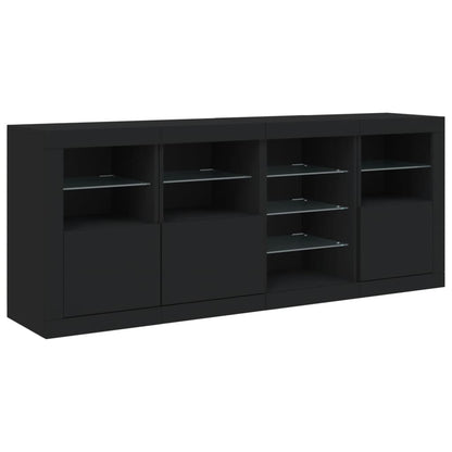 Credenza con Luci LED Nera 164x37x67 cm - homemem39