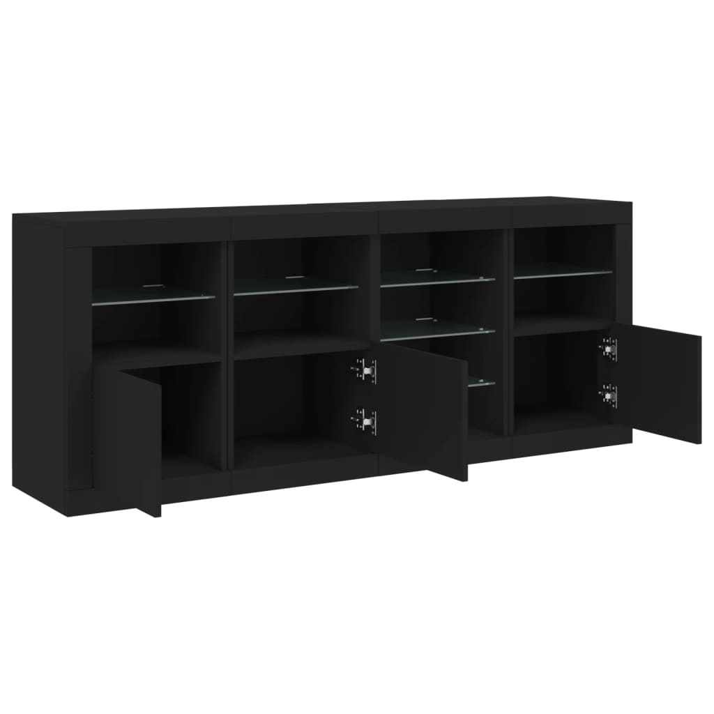 Credenza con Luci LED Nera 164x37x67 cm - homemem39