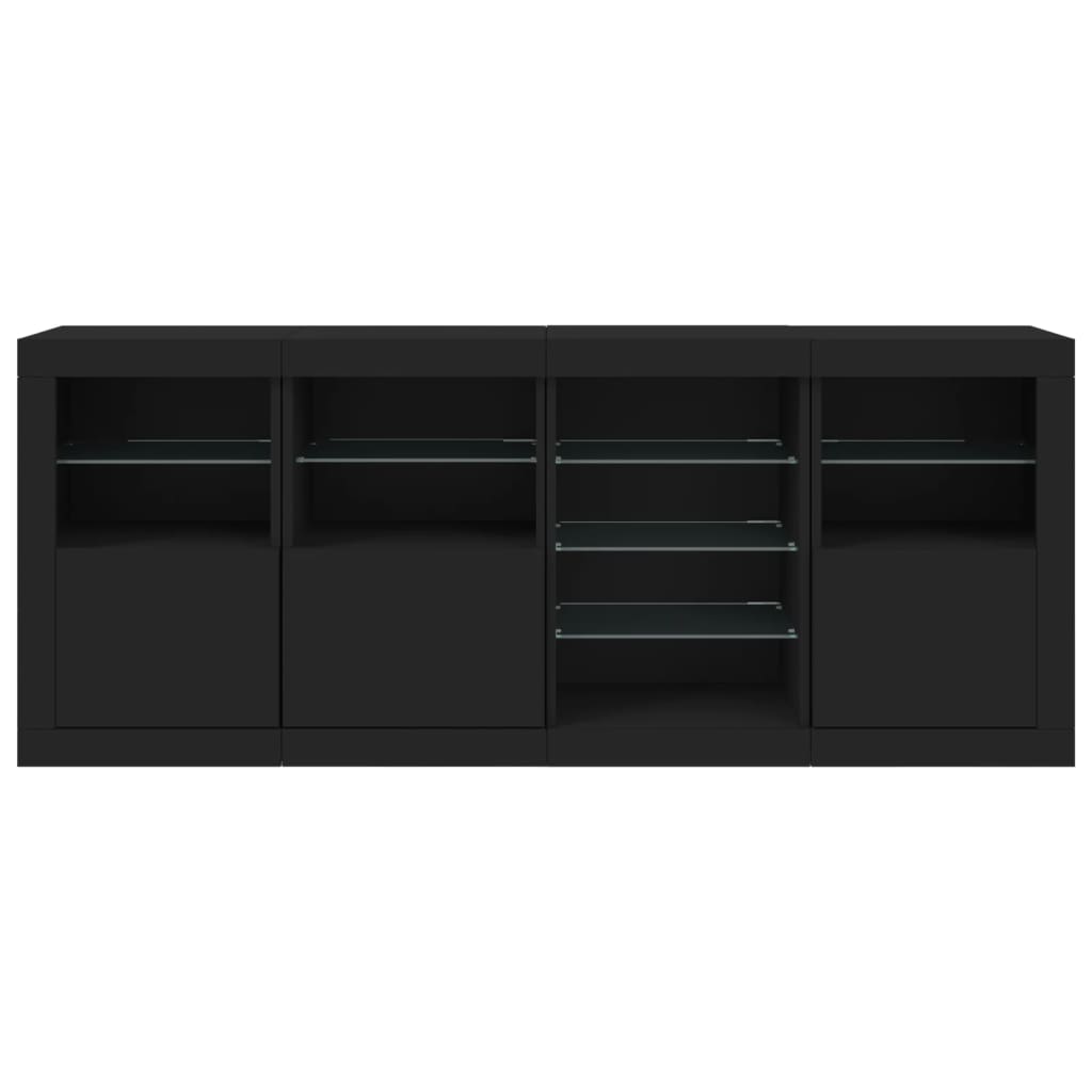 Credenza con Luci LED Nera 164x37x67 cm - homemem39
