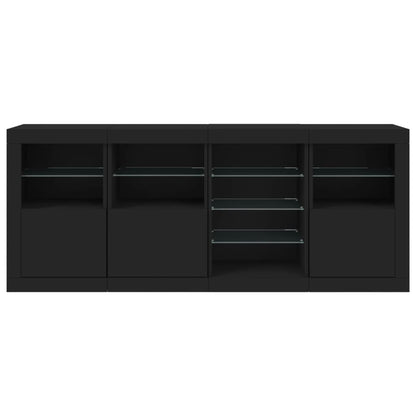 Credenza con Luci LED Nera 164x37x67 cm - homemem39