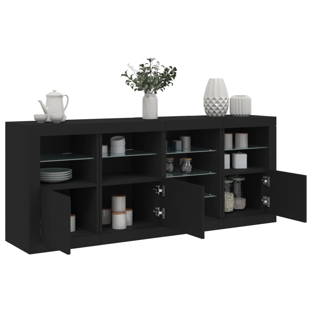 Credenza con Luci LED Nera 164x37x67 cm - homemem39