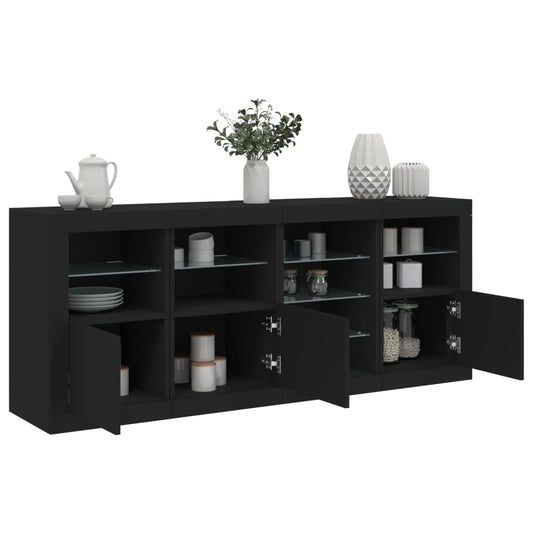 Credenza con Luci LED Nera 164x37x67 cm - homemem39