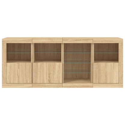 Credenza con Luci LED Rovere Sonoma 164x37x67 cm - homemem39
